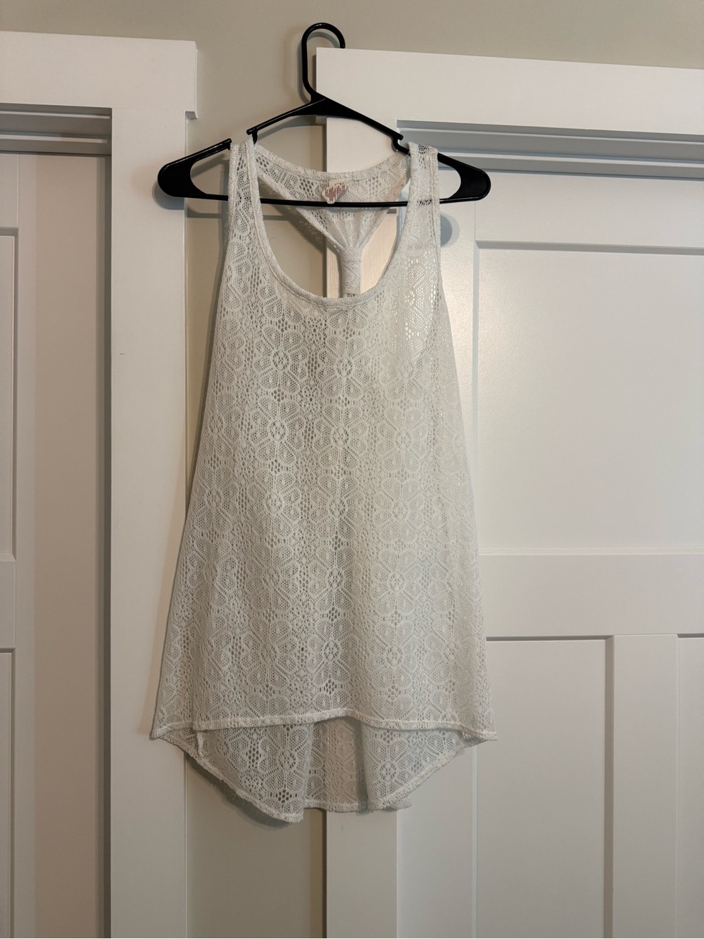 Women’s White Lace Swim Coverup Tank - Lightweight Beach Layer